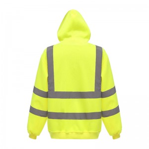 Sweatshirt à capuche fluo HVK05 marque Yoko - couleur jaune fluo avec bandes rétroréfléchissantes