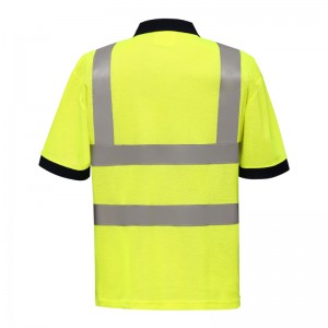 Dos polo jaune fluo haute visibilité avec votre logo