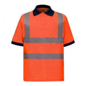 Polo haute visibilité orange fluo à 4 bandes réfléchissantes HVJ210 Yoko personnalisable
