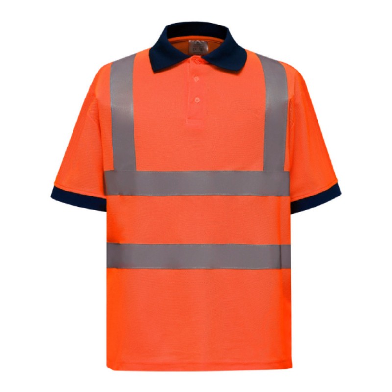 Polo haute visibilité orange fluo à 4 bandes réfléchissantes HVJ210 Yoko personnalisable