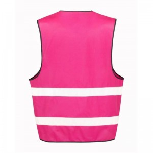 Gilet de sécurité R200 Result rose vu de dos : 2 bandes réfléchissantes et grande zone de marquage pour logo ou texte