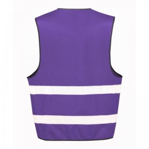 Gilet de sécurité R200 Result violet vu de dos : 2 bandes réfléchissantes et grande zone de marquage pour logo ou texte