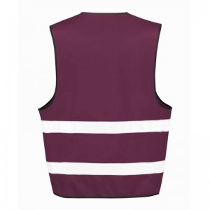 Gilet de sécurité R200 Result bordeaux vu de dos : 2 bandes réfléchissantes et grande zone de marquage pour logo ou texte