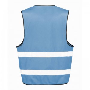 Gilet de sécurité R200 Result bleu ciel vu de dos : 2 bandes réfléchissantes et grande zone de marquage pour logo ou texte