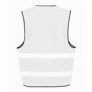 Gilet de sécurité R200 Result blanc vu de dos : 2 bandes réfléchissantes et grande zone de marquage pour logo ou texte