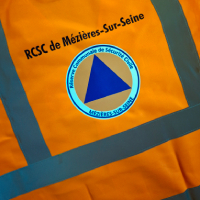 Gilet de sécurité orange fluo haute visibilité avec logo au dos, taille adulte