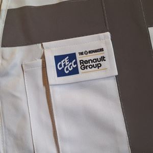 Gilet de sécurité blanc personnalisé pour CFE CGC Renault Group, avec poche porte-badge