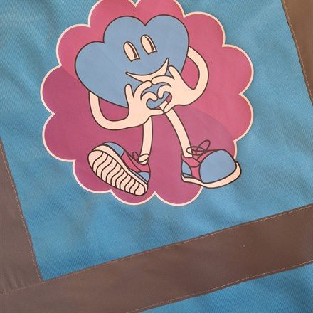 Gilet de sécurité enfant bleu ciel personnalisé, visuel mascotte