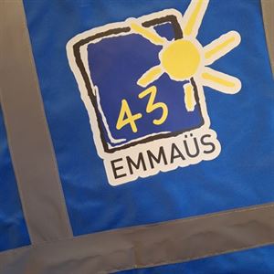 Gilet de sécurité bleu roi personnalisé pour Emmaüs 43, Haute-Loire