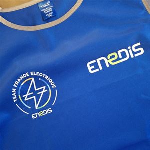 Gilet de sécurité bleu roi personnalisé pour Enedis, Team France Électrique