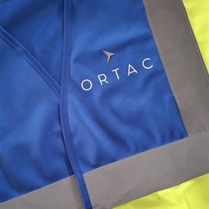 Gilet de sécurité bicolore jaune et bleu roi personnalisé pour Ortac