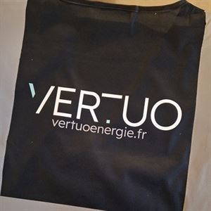 Gilet de sécurité noir personnalisé pour Vertuo Énergie, vertuoenergie.fr