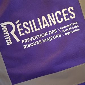 Gilet de sécurité violet personnalisé pour Résiliances, prévention des risques majeurs