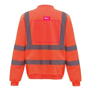 Zone de personnalisation au dos du sweat haute visibilité orange HVJ510 : 24 x 20 cm